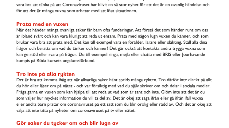 Svenska, riktat mot barn: bra att känna till om du känner dig orolig för corona