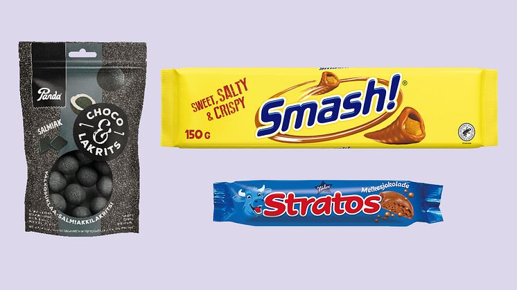 Stratos tekee paluun makeishyllyyn! Pandan alkuvuoden uutuuksissa myös Choco & Lakrits Salmiakki 