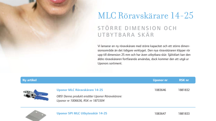 Uponor MLC Röravskärare 14-25 - Större dimension och utbytbara skär