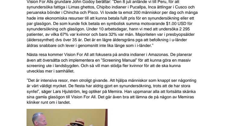 Vision For All delade ut över 2 000 par glasögon