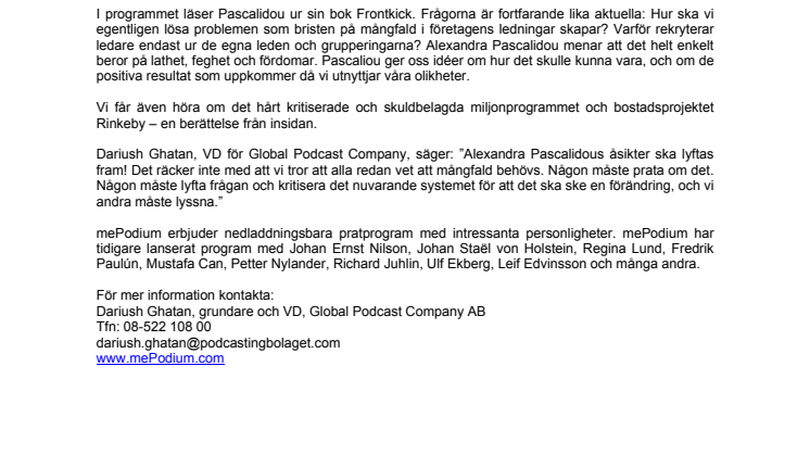 Alexandra Pascalidou i nytt program: Ledare är lata, fega och fördomsfulla!