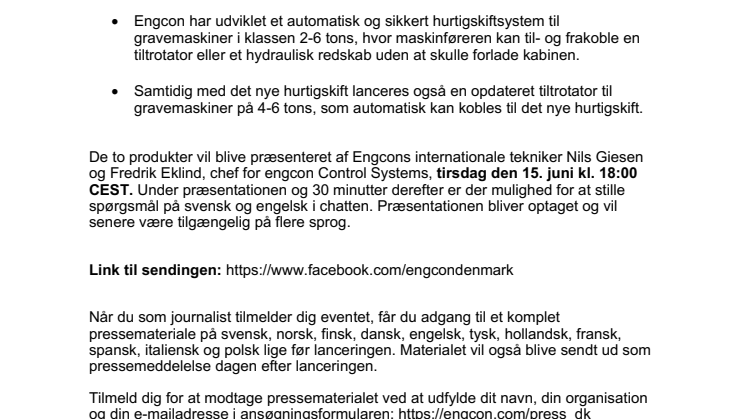 100621_Press_Presseindbydelse_ Lancering af to produktnyheder