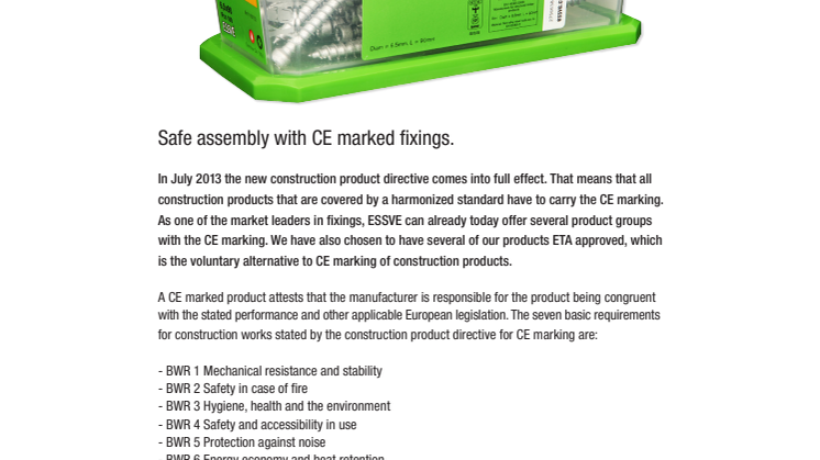 Safe assembly with CE marked fixings
