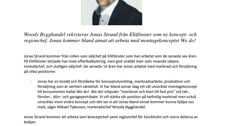 Woody Bygghandel anställer ny koncept- och regionchef