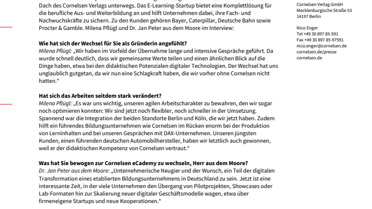 Cornelsen eCademy – Interview mit Milena Pflügl und Dr. Jan Peter aus dem Moore