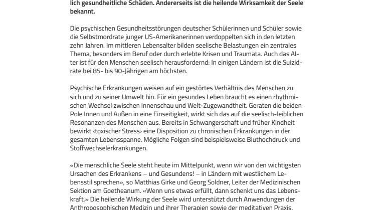 «Was uns erfüllt, schenkt uns Lebenskraft». ​Das Seelische wirkt auf Gesundheit und Krankheit