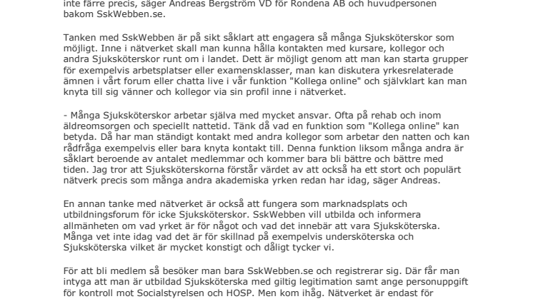 Ett nätverk endast för Sjuksköterskor