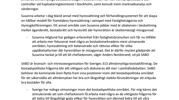 Ny chefsekonom flyttar fram allmännyttans positioner 