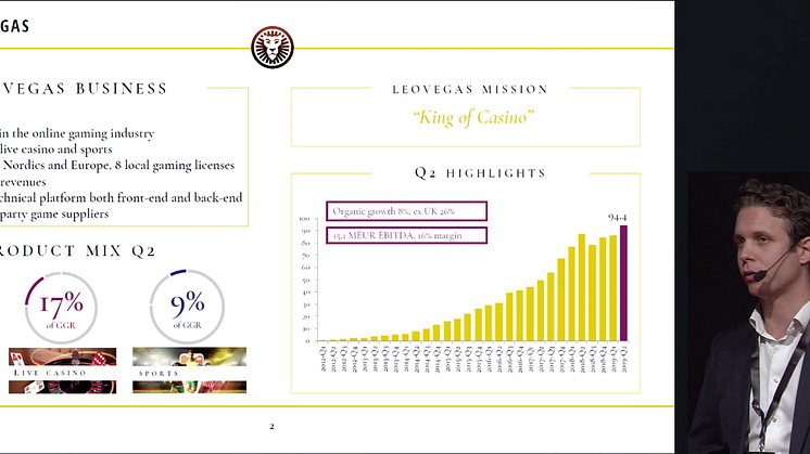 Philip Doftvik presenting LeoVegas