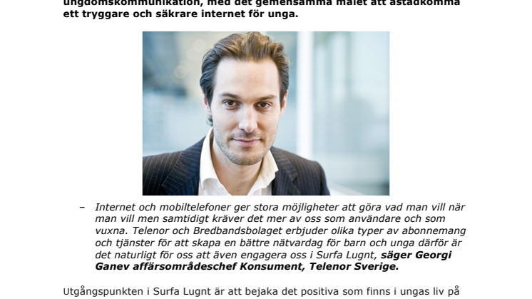Telenor och Bredbandsbolaget nya samarbetspartners i Surfa Lugnt