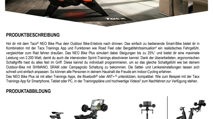 Garmin Datenblatt Tacx NEO Bike Plus