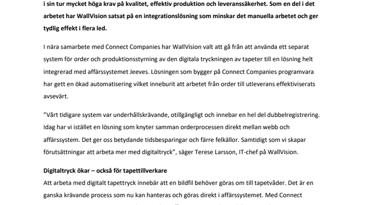 Kundcase: Nordens ledande tapettillverkare satsar på ökad digitalisering