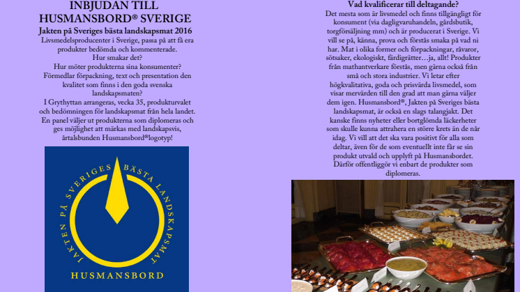 Inbjudan Husmansbord 2016