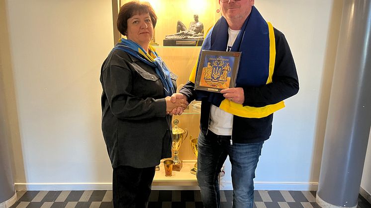Liudmyla Yerofieieva, vice major of Shatsk och Staffan Jansson (S) kommunstyrelsens ordförande