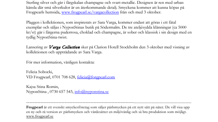 Lansering av Varga Collection på Clarion Hotell 