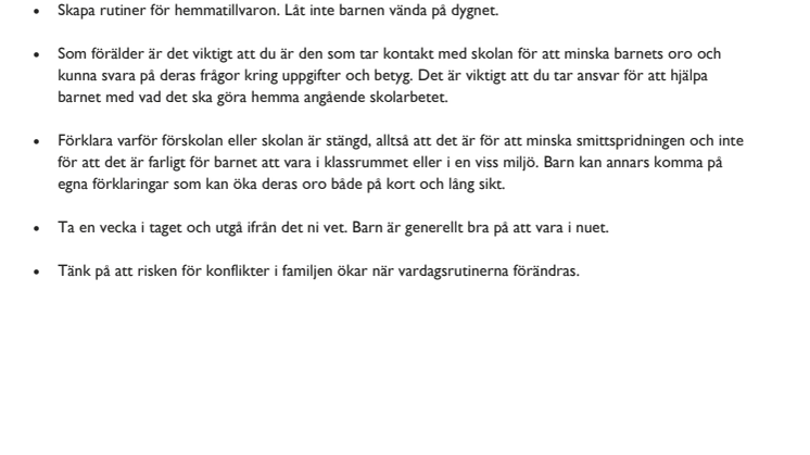 Svenska: tips till dig som har barn hemma pga corona