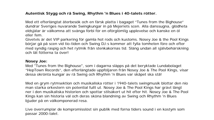 AUTENTISK STYGG OCH RÅ SWING, RHYTHM 'N BLUES I 40-TALETS RÖTTER.