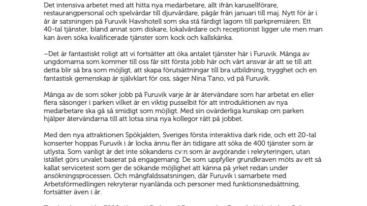 Rekordmånga säsongstjänster  när Furuvik bygger nytt Havshotell