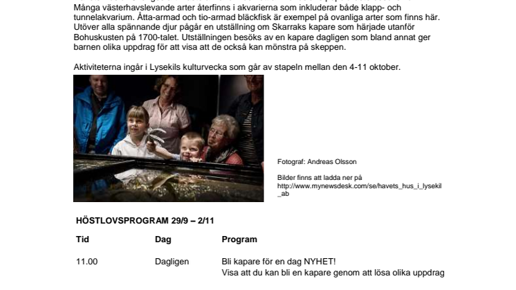 Långt höstlov på Havets Hus