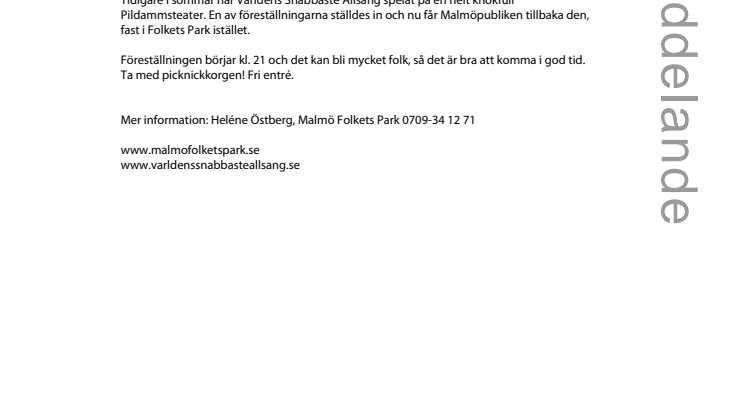 Världens Snabbaste Allsång i Folkets Park