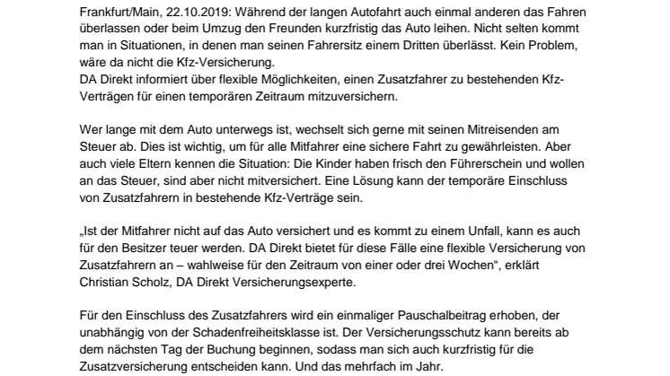 Spontan und Flexibel: Zusatzfahrer in der KFZ-Versicherung kurzfristig mitversichern