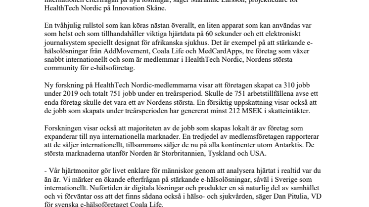 Ny studie: Lösningar som stärker patienter och vårdpersonal skapar 751 jobb