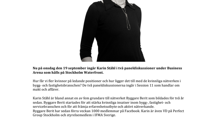 Karin Ståhl pratar makt, affärer och kvinnligt ledarskap på Business Arena
