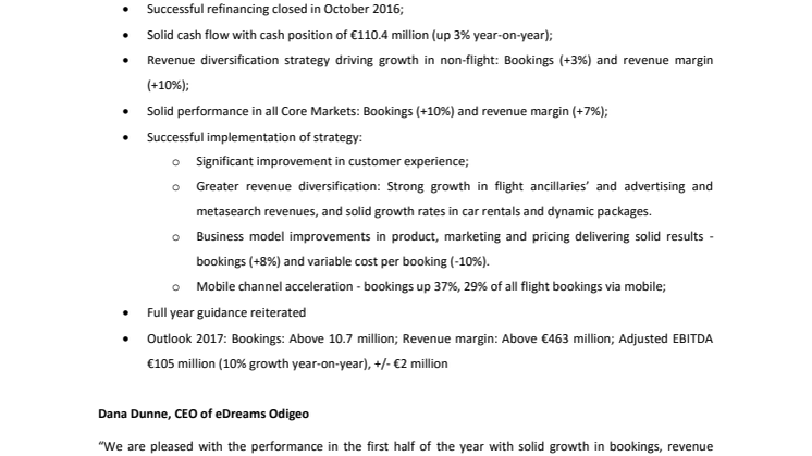 eDreams ODIGEO: Half Year Results to September 30th 2016