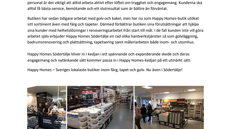 Happy Homes etablerar sig i Södertälje