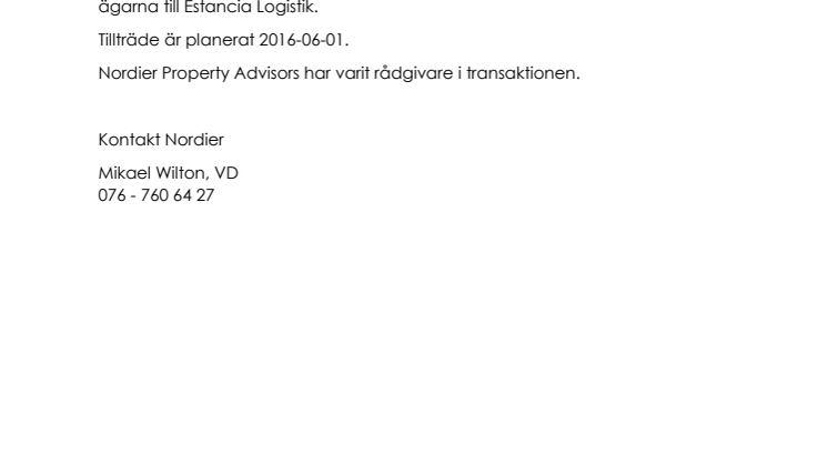 Corem Property Group förvärvar Estancia Logistik