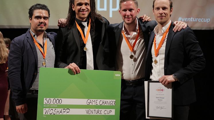 Woshapp vann priset Game Changer i Venture Cup Östs regionfinal. Foto: Victor Ackerheim