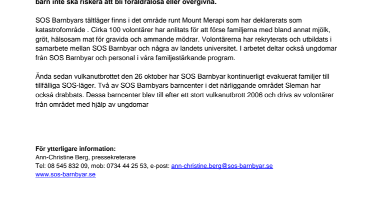 SOS Barnbyar ökar hjälpinsatserna i Indonesien