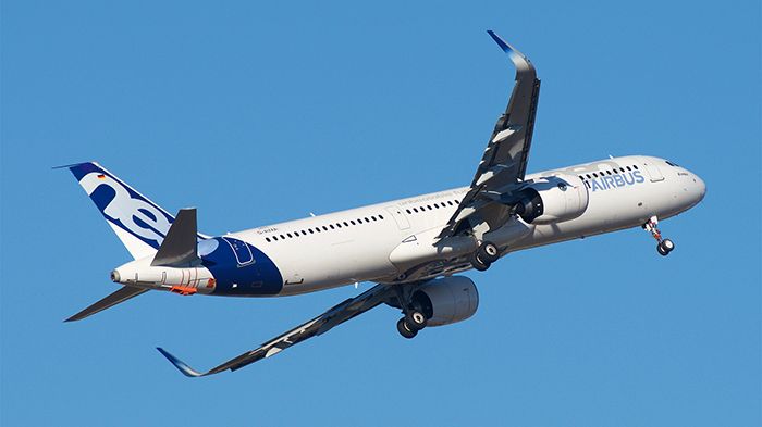 En Airbus A321neo där GKN är partner i  motorn, en PW1100.