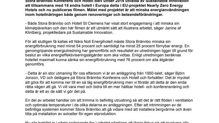 Ny film om Stora Brännbos väg mot att bli ett Nära Noll Energihotell