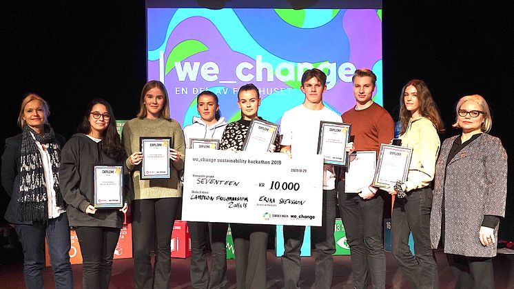 Seventeen från Campeon Frigymnasium i Helsingborg vinnare i we_change sustainability hackathon 2019