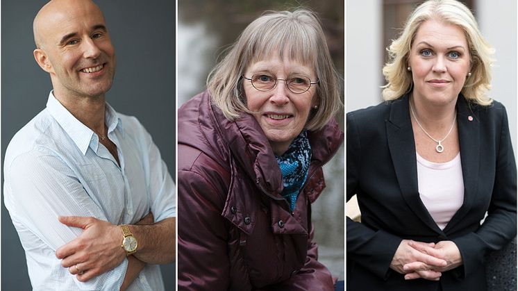 Mark Levengood, Ulla Lantz (anhörig) och socialminister Lena Hallengren medverkar på webbinariet. Foton: Stellan Herner, Privat, Regeringskansliet