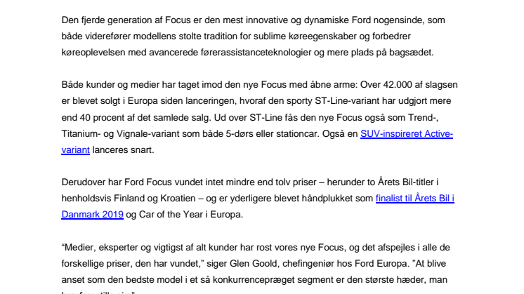 Trofæhylden til den nye Ford Focus bugner
