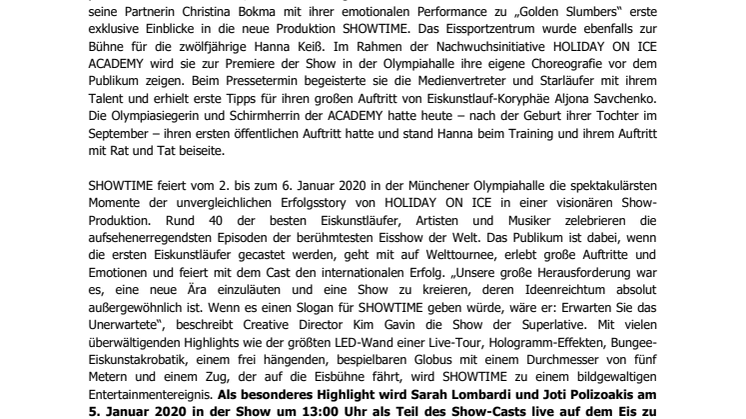 HOLIDAY ON ICE stellt neue Produktion SHOWTIME in München vor