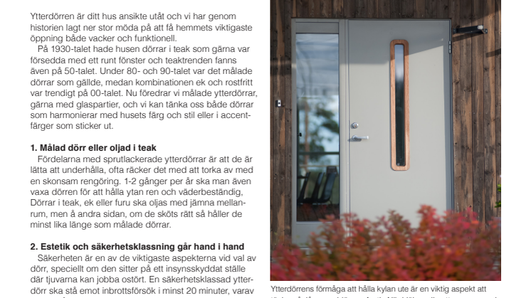 Så tänker du för att välja rätt ytterdörr!