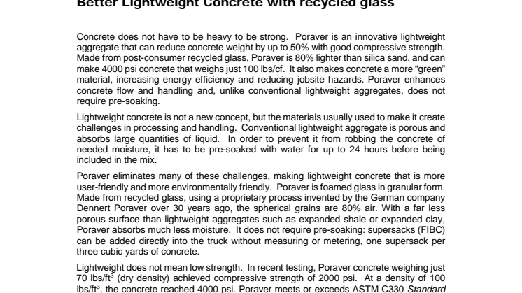 Better Lightweight Concrete with recycled glass