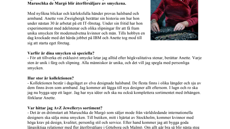 Drömstart för smyckestillverkaren AvZ Jewellery