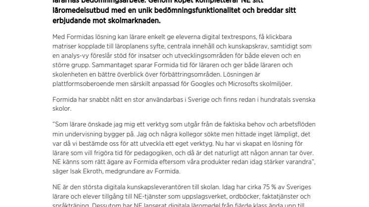 NE förvärvar edtech-bolaget Formida