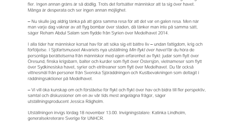 Min flykt över havet  - Ny utställning på Sjöfartsmuseet Akvariet