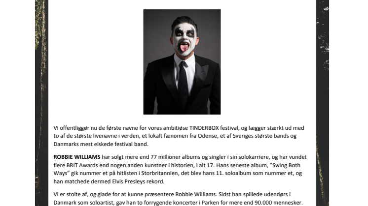 Robbie Williams, Calvin Harris, The Cardigans, MØ og D-A-D til Tinderbox
