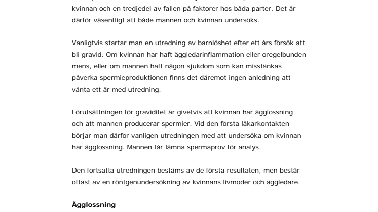 Ofrivillig barnlöshet – utredning kvinnor