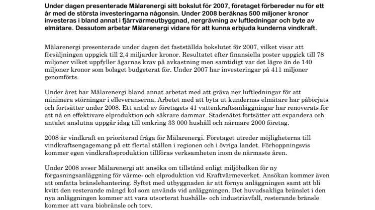 Mälarenergi investerar mer än någonsin