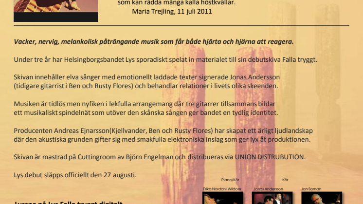 LYS Debutalbum Falla tryggt