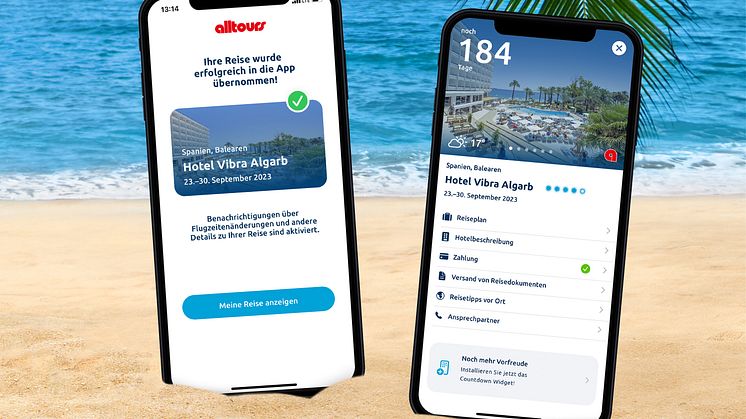 Sämtliche Details zur Buchung sind dank der neuen alltours App immer aktualisiert griffbereit.