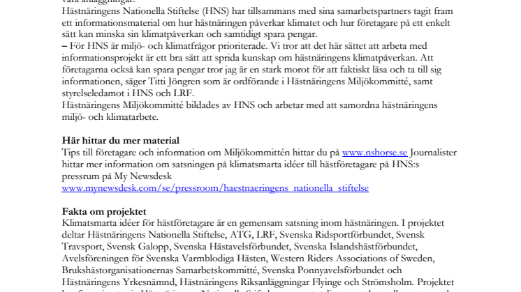 Klimatsmarta idéer för hästföretagare