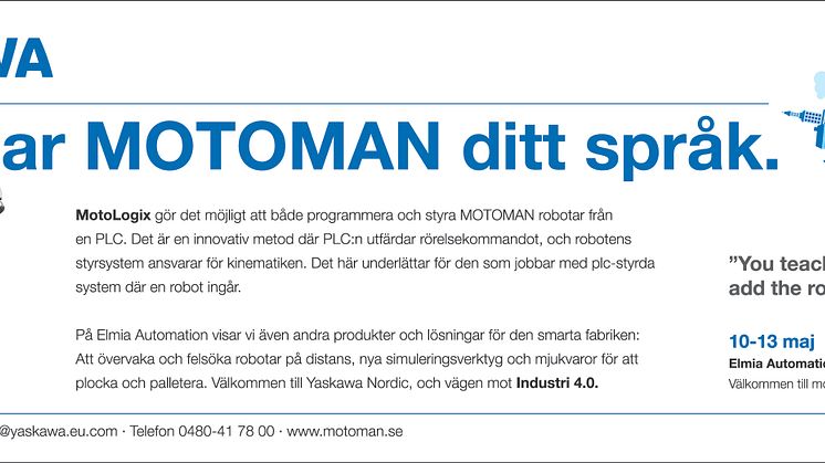 Elmia Automation:  Nu talar MOTOMAN ditt språk